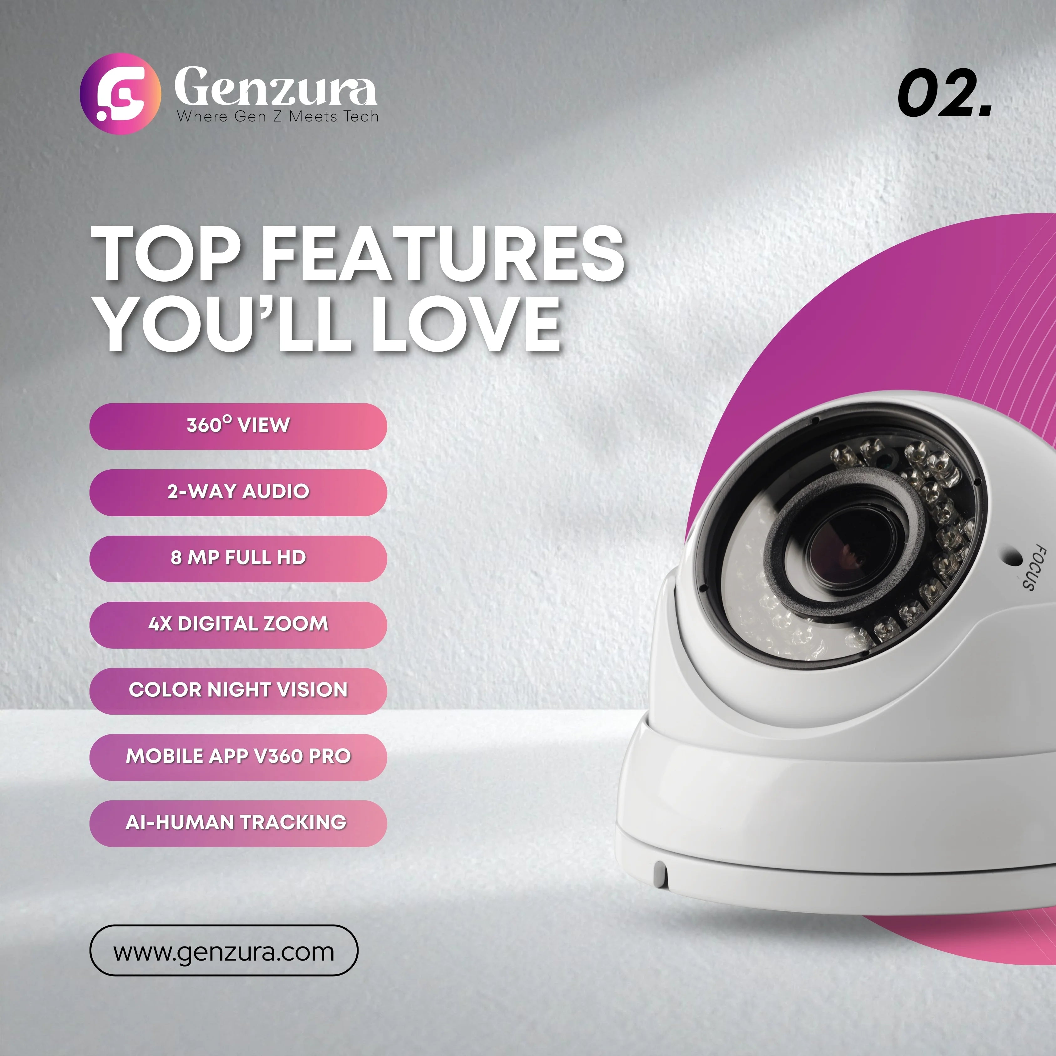 8MP AI-Powered Security Camera with 360° View, Human Tracking, 4X Zoom & Night Vision | Weatherproof WiFi Dome Cam for Indoor/Outdoor Use