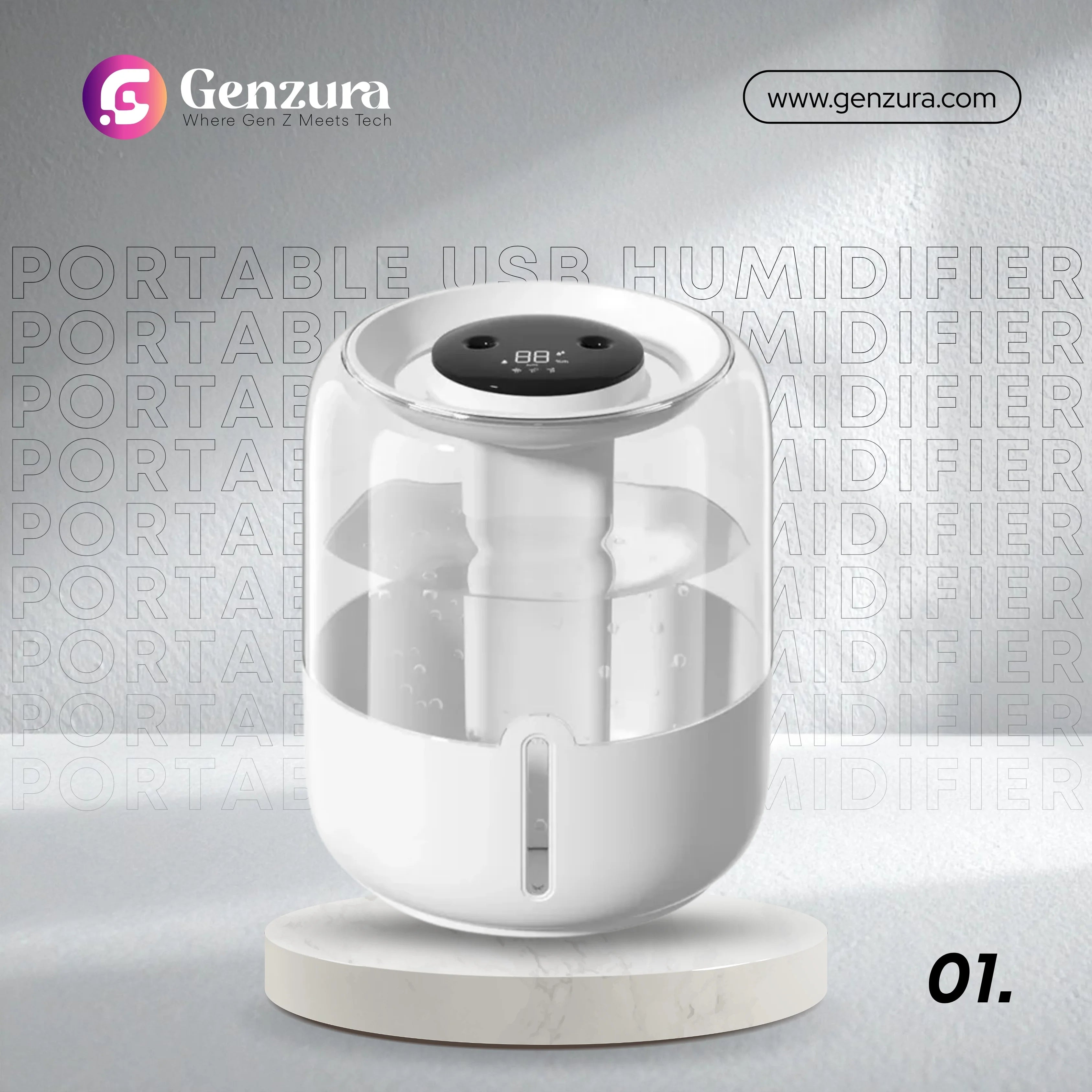 MIJIA Portable USB Humidifier – 6.1L Classic Columnar Design, 300ml/h Mist Output, Silent & Auto Shut-Off (21–30㎡ Coverage)