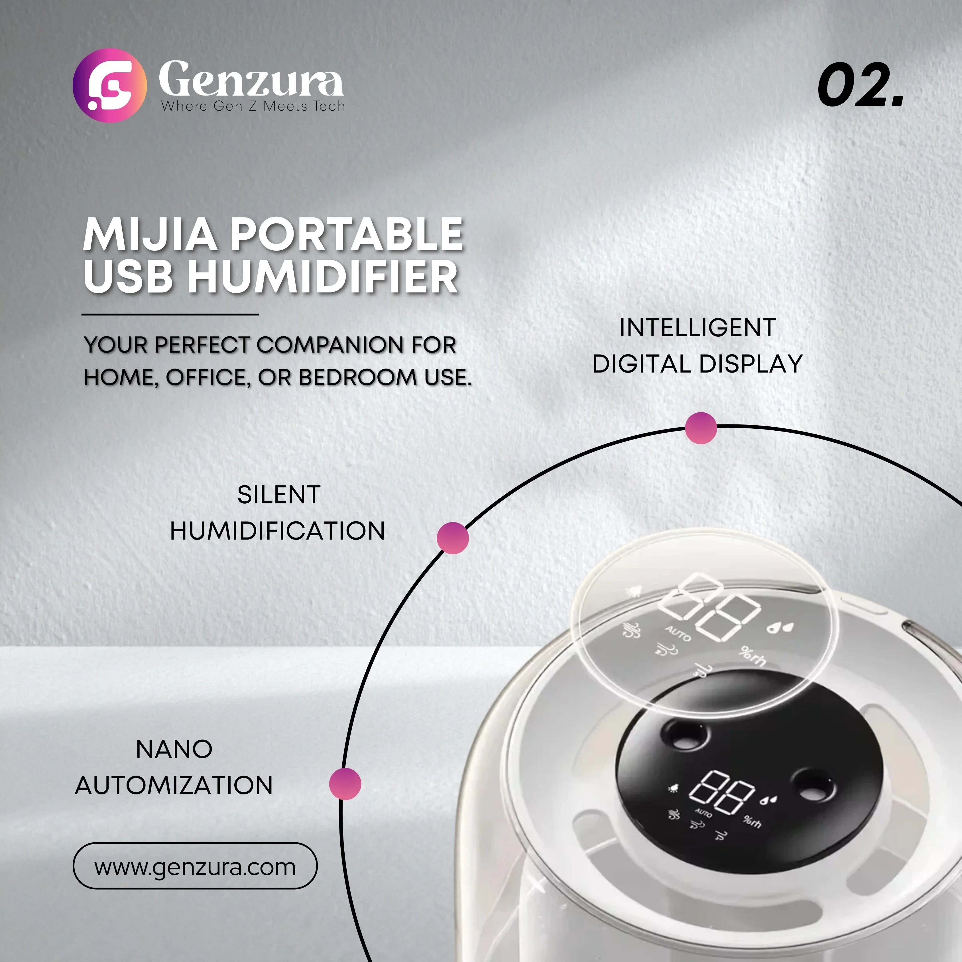 MIJIA Portable USB Humidifier – 6.1L Classic Columnar Design, 300ml/h Mist Output, Silent & Auto Shut-Off (21–30㎡ Coverage)