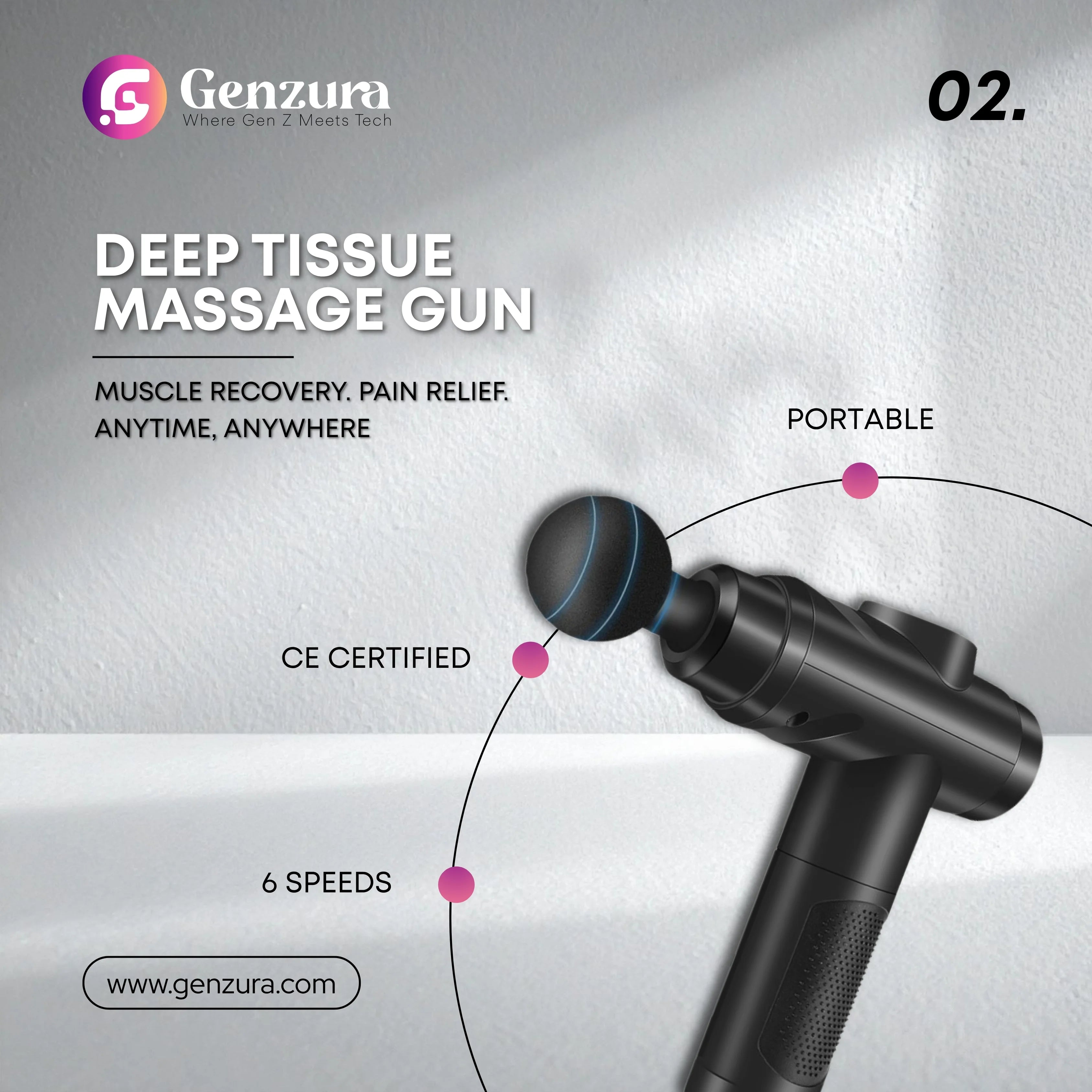 Deep Tissue Massage Gun – Handheld Percusain Relief