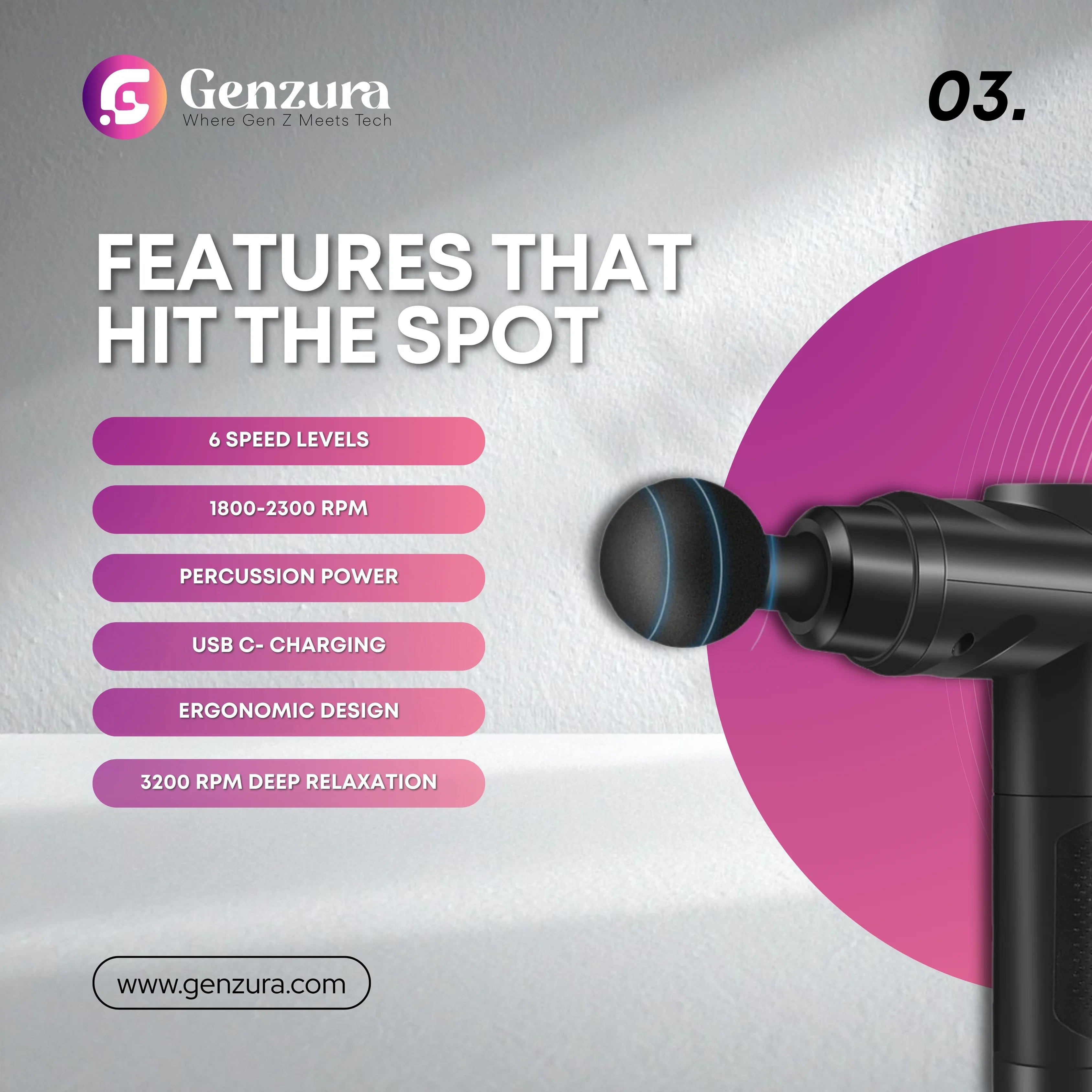 Deep Tissue Massage Gun – Handheld Percusain Relief