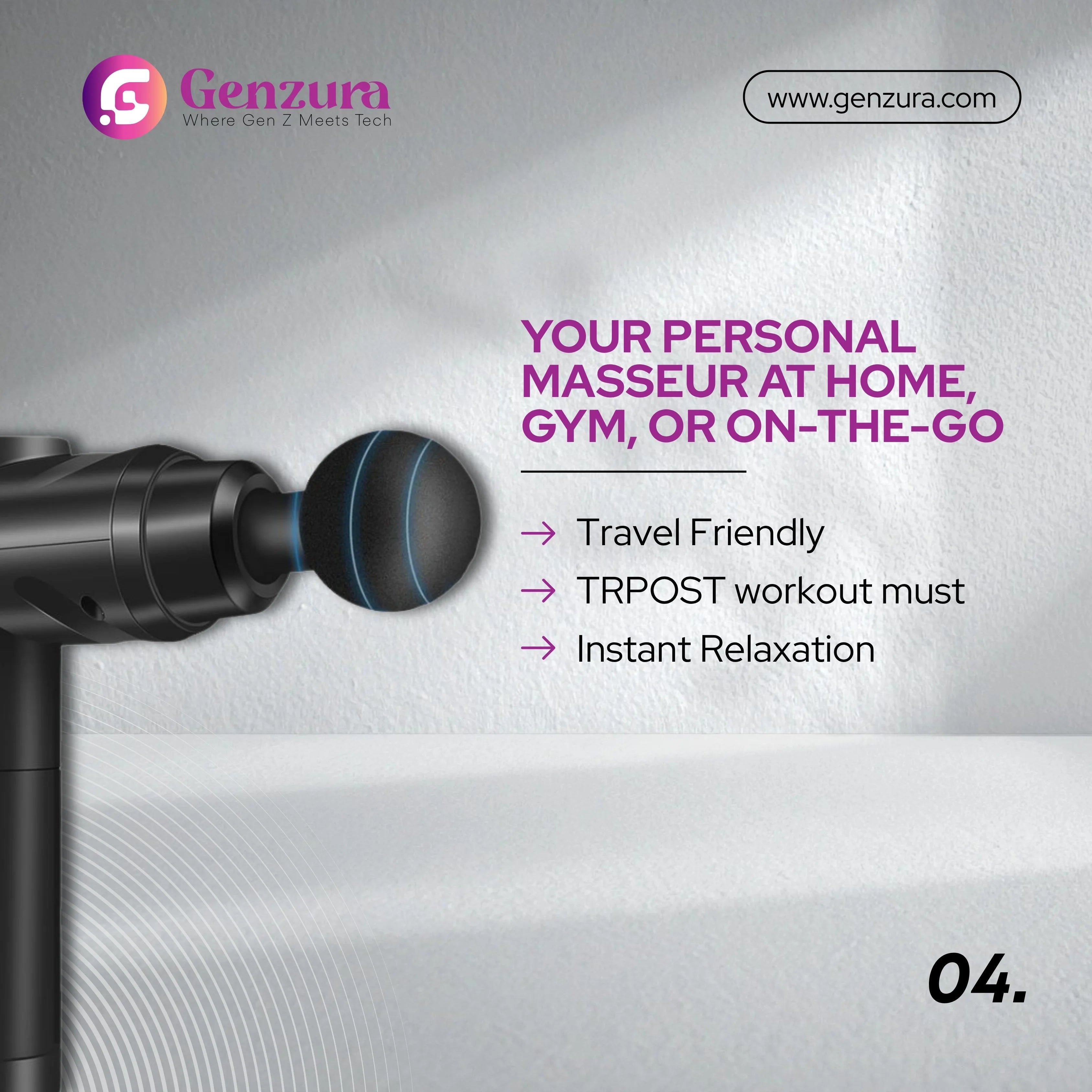 Deep Tissue Massage Gun – Handheld Percusain Relief