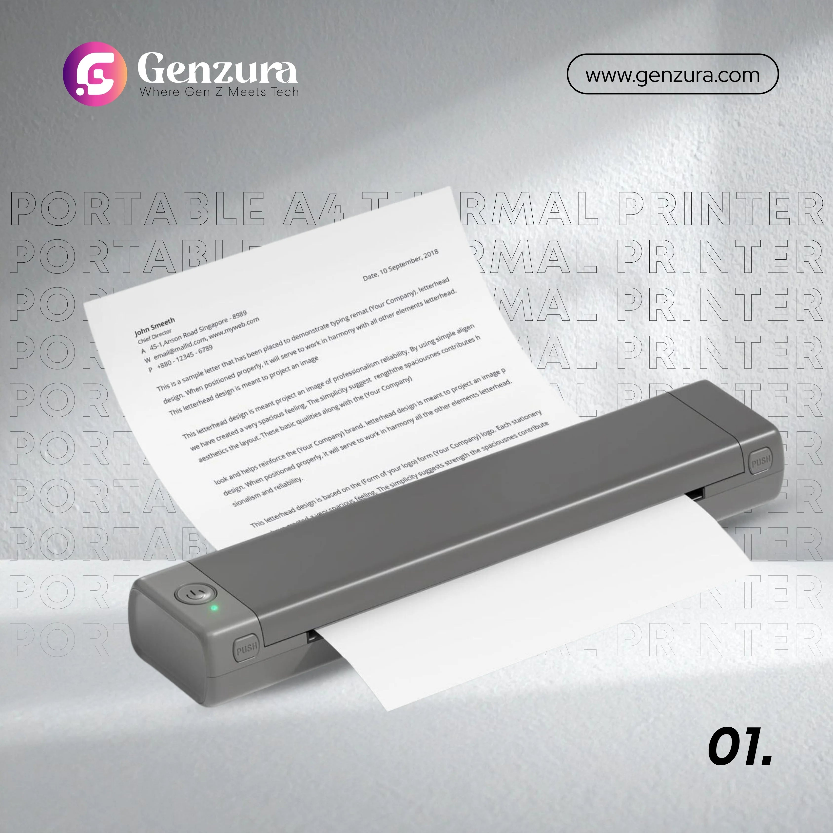 Portable A4 Thermal Printer – Wireless Bluetooth Printing for Documents, Photos & More