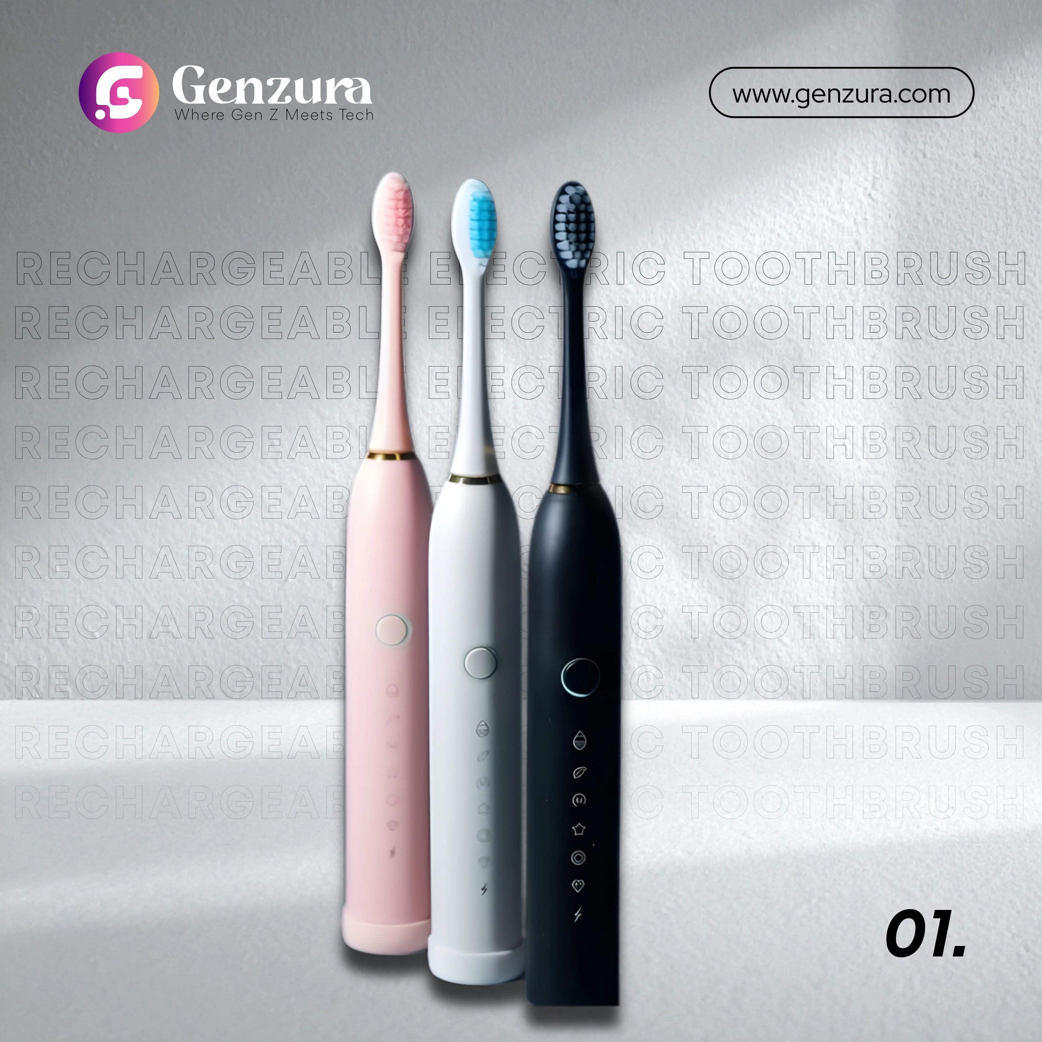 Rechargeable Electric Toothbrush – 4 Brush Heads