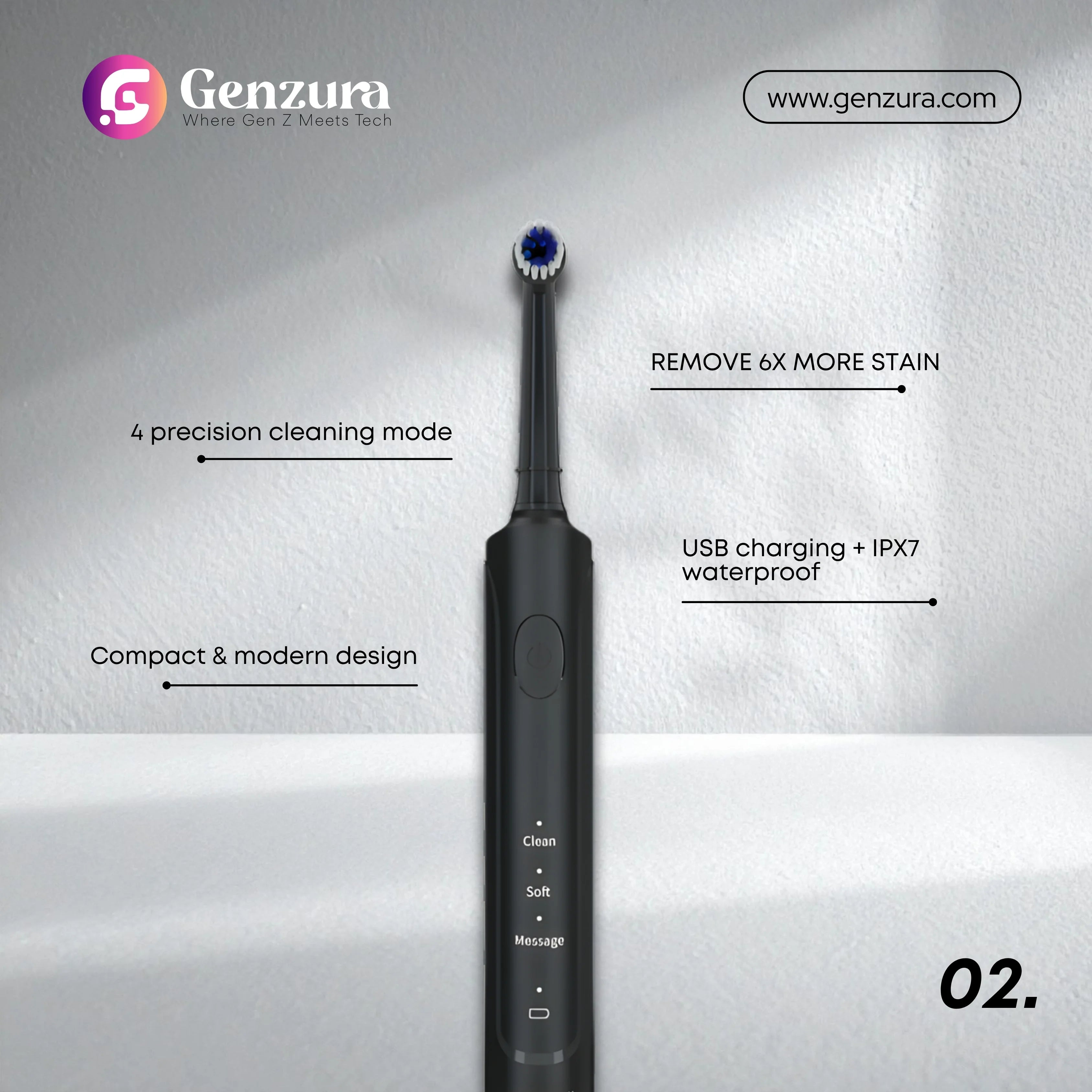 Rechargeable Electric Toothbrush – 4 Brush Heads