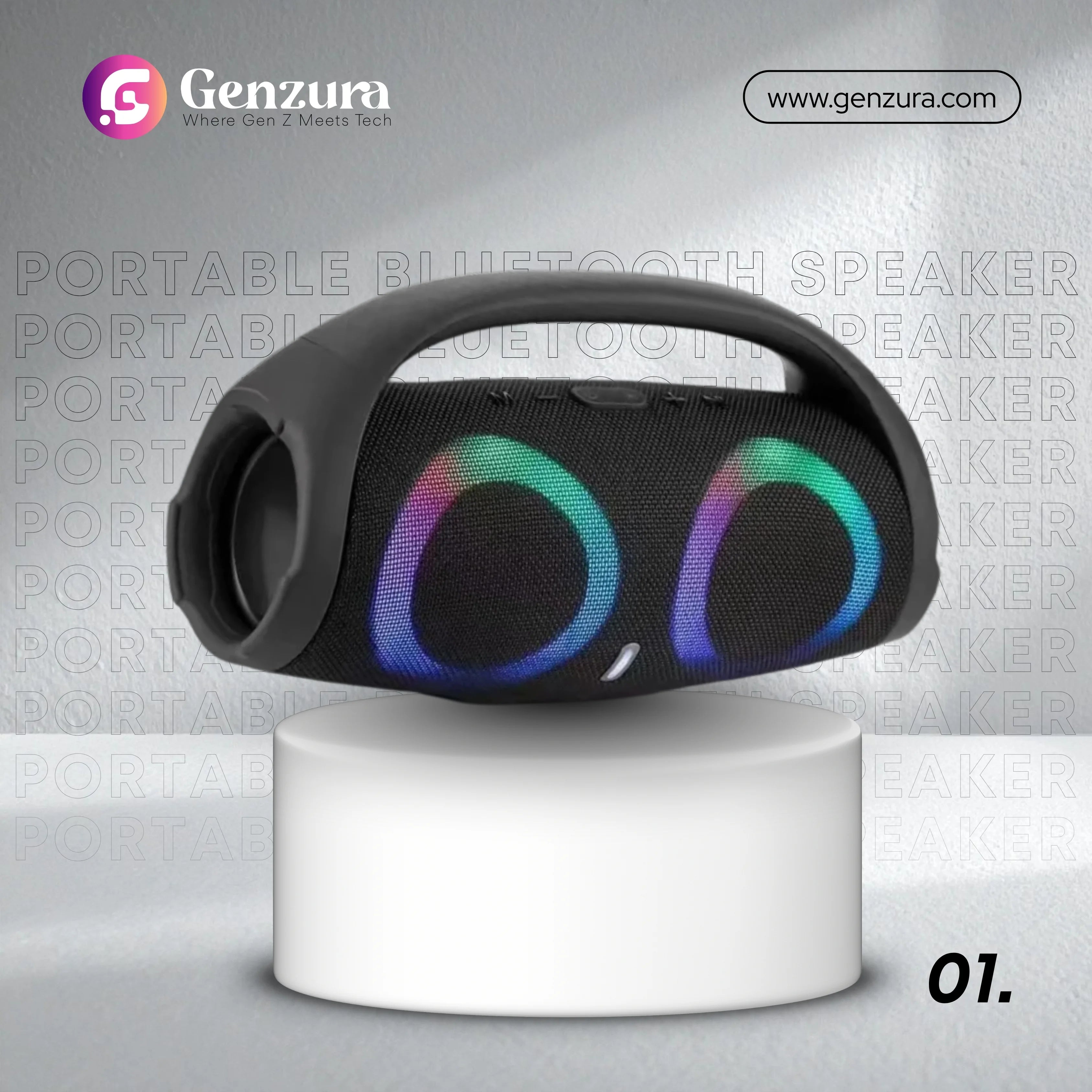 Portable Bluetooth Speaker – RGB Lights, 360° Stereo Sound, Waterproof & TWS Wireless Boombox