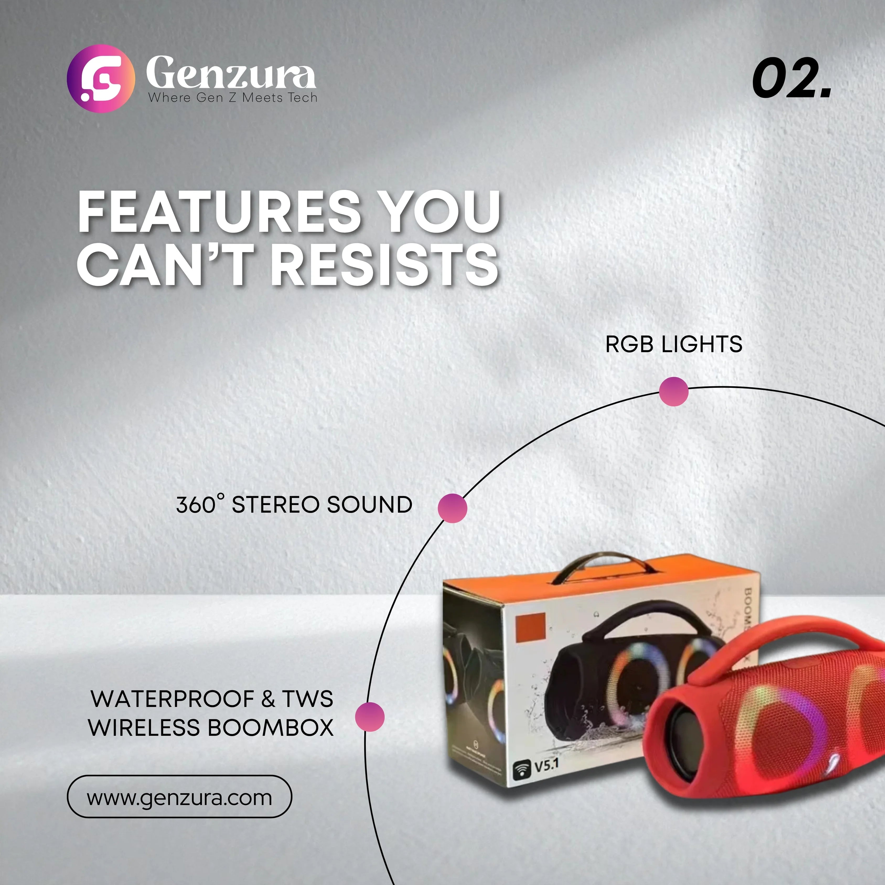 Portable Bluetooth Speaker – RGB Lights, 360° Stereo Sound, Waterproof & TWS Wireless Boombox