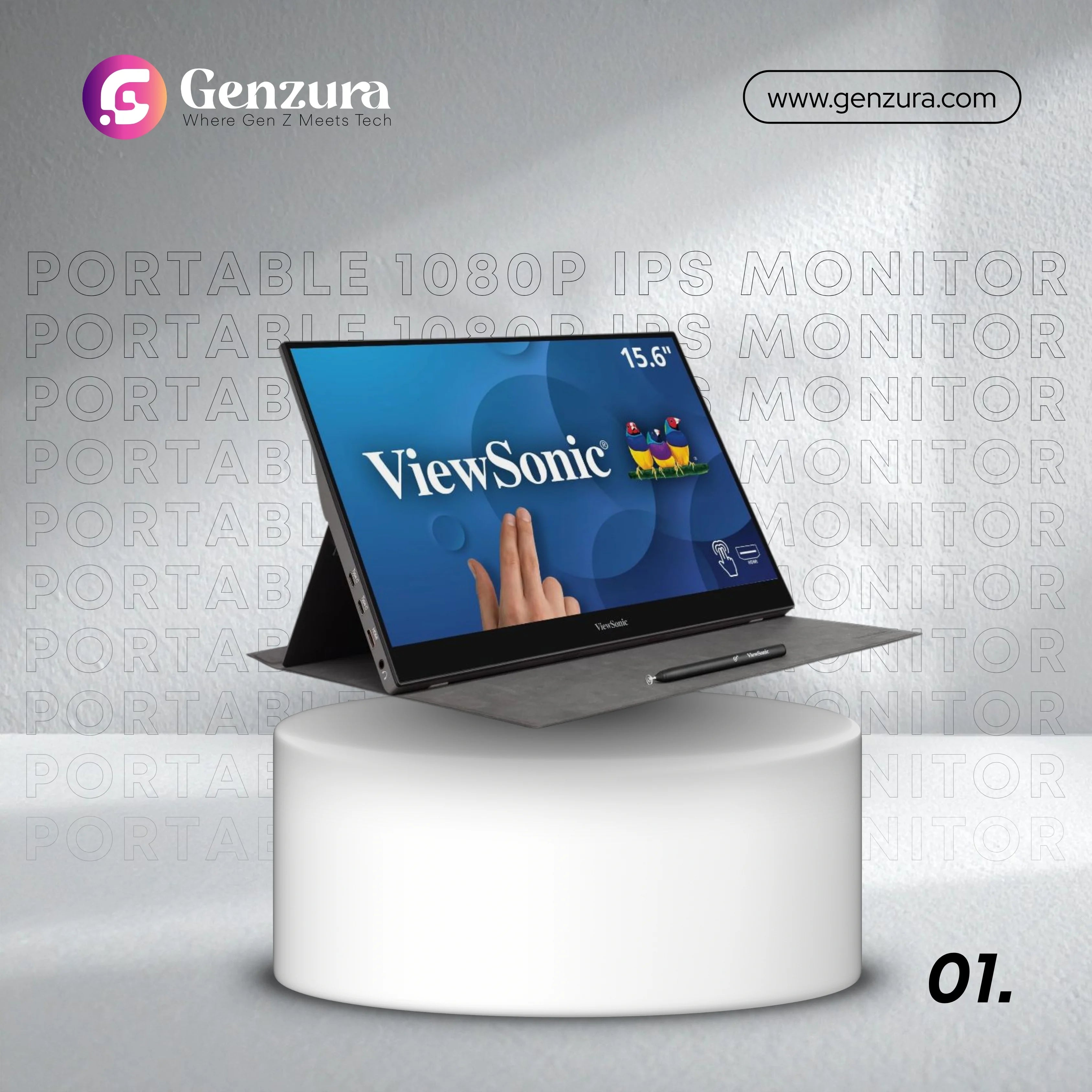 15.6” Portable 1080P IPS Monitor with USB-C & HDMI, Built-in Speakers, HDR10, Ideal for Laptops, Phones, PS5/4, Xbox – 60Hz, 4ms Response Time