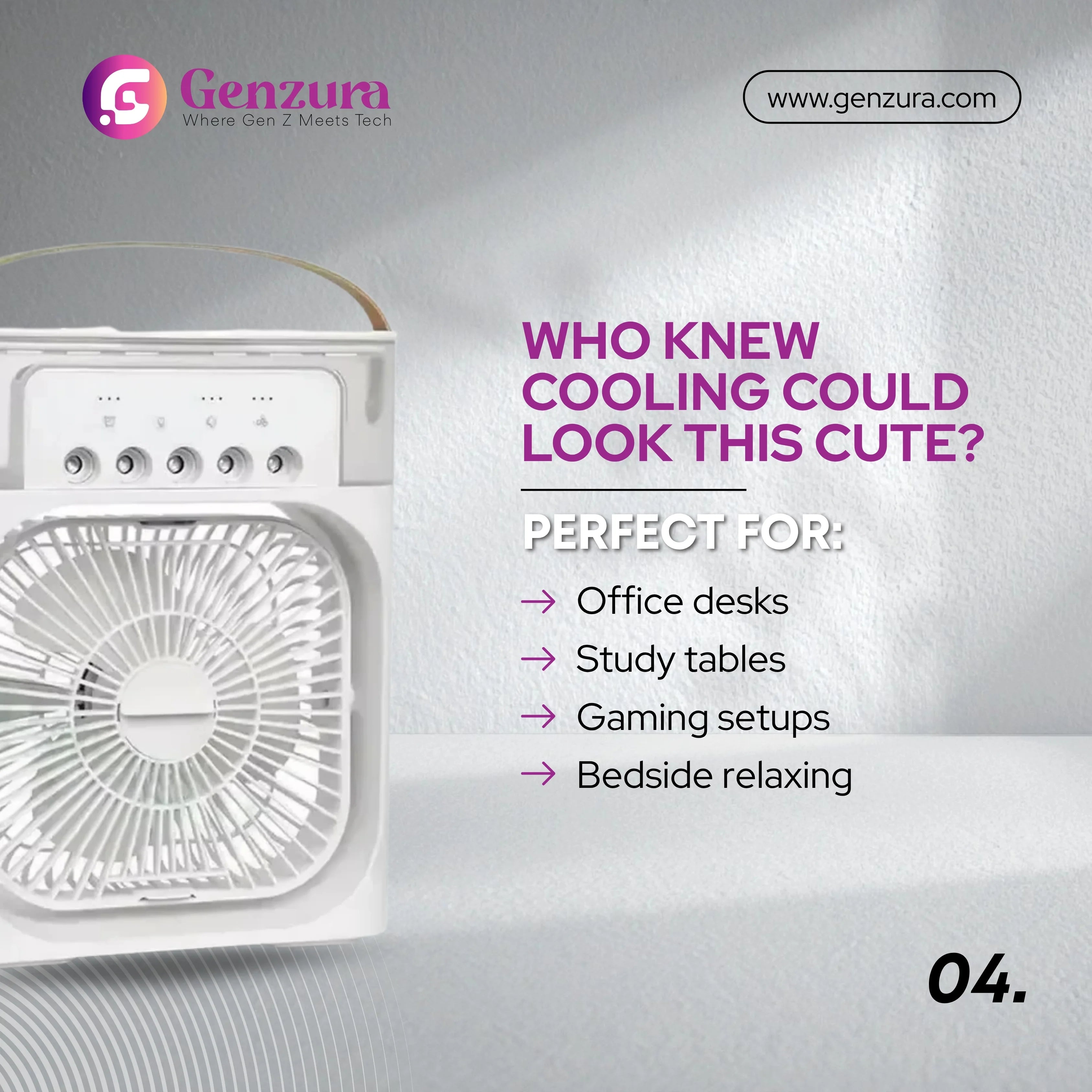 Mini Desk Air Cooler with USB Charging – Compact Personal Fan for Home & Office