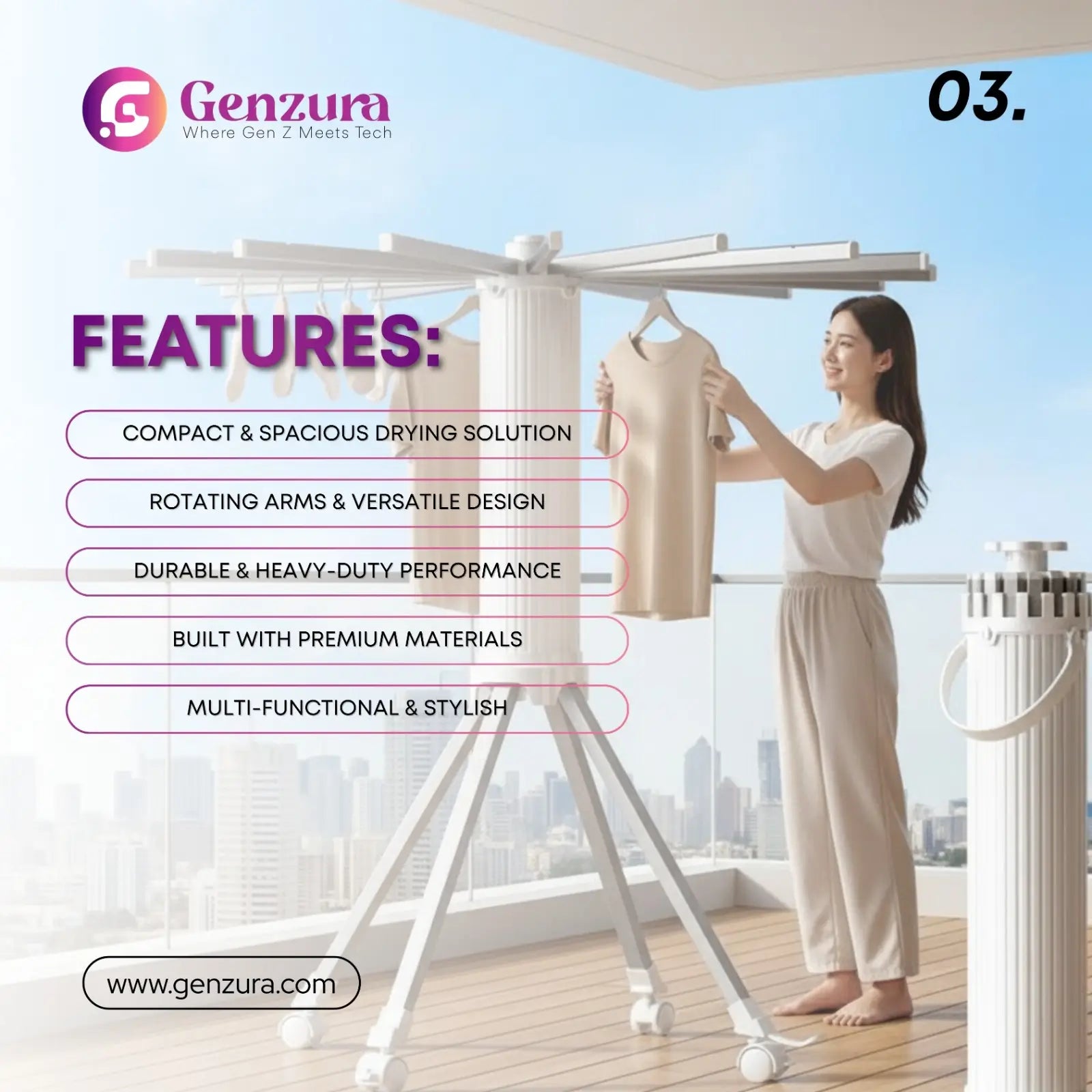 Foldable 360° Rotating Clothes Drying Stand | Aluminum Tripod Laundry Rack