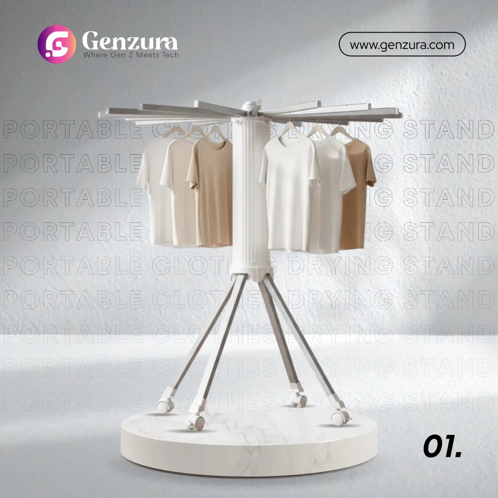 Foldable 360° Rotating Clothes Drying Stand | Aluminum Tripod Laundry Rack