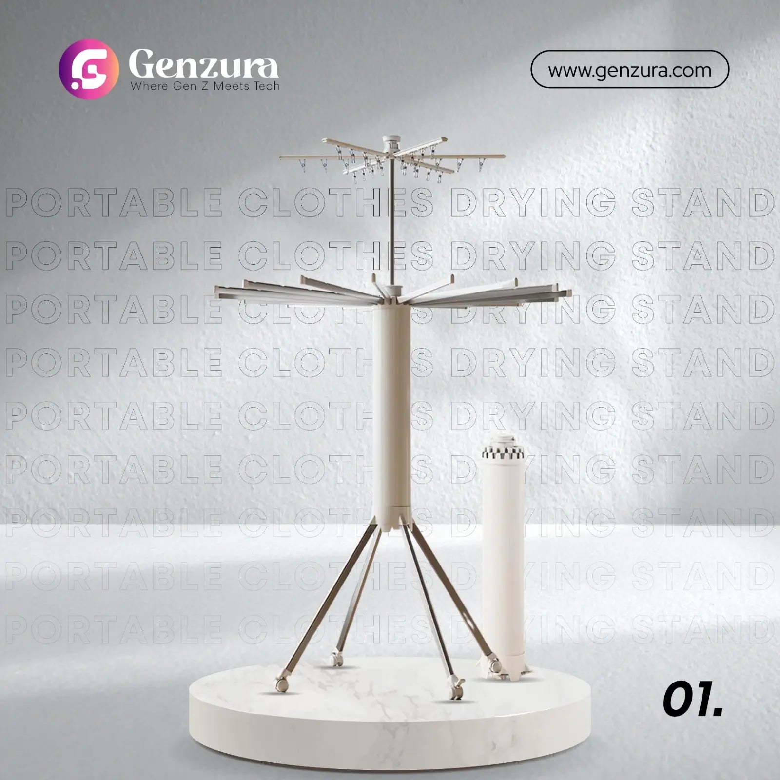 Foldable 360° Rotating Clothes Drying Stand | Aluminum Tripod Laundry Rack