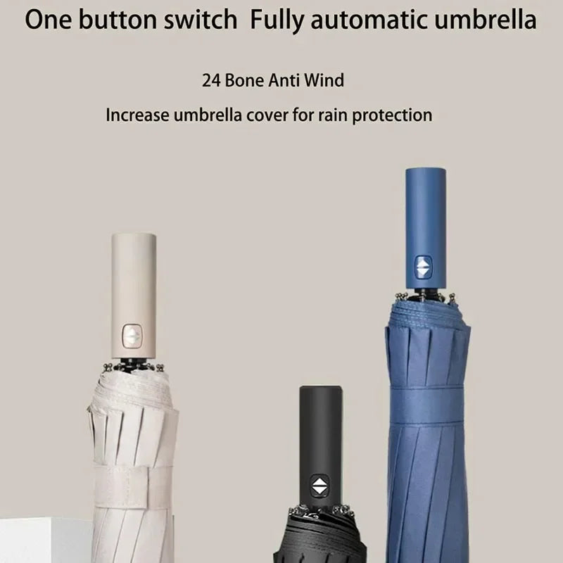 UPF50+ Windproof Umbrella Auto UV Protection Parasol -  Wind-Resistant