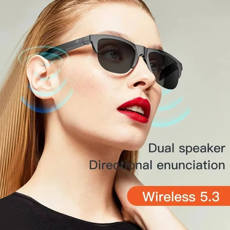 Smart Bluetooth Audio Glasses with HD UV Protection, Waterproof & Noise-Canceling Speakers – TWS-F V5.3