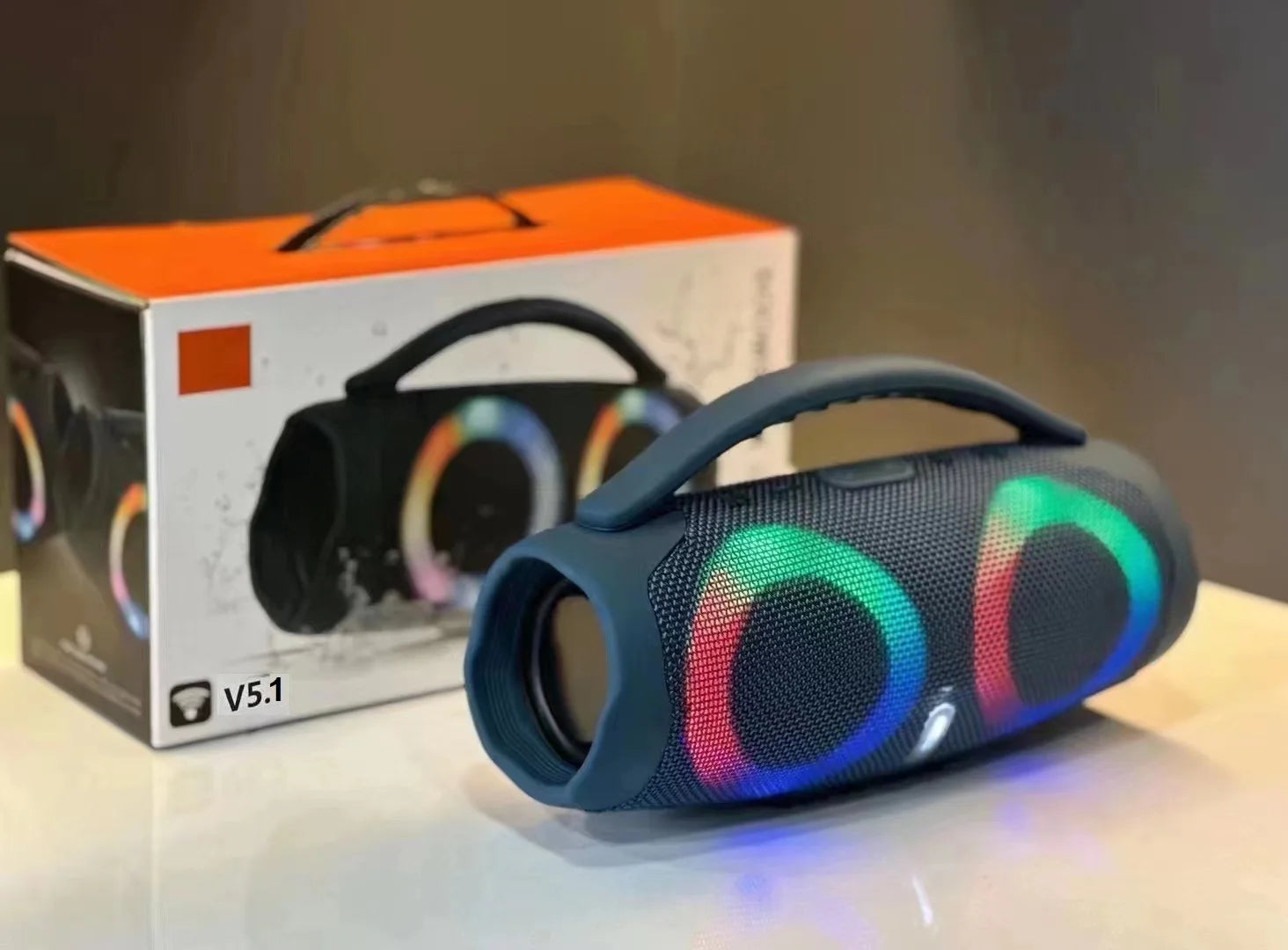 Portable Bluetooth Speaker – RGB Lights, 360° Stereo Sound, Waterproof & TWS Wireless Boombox