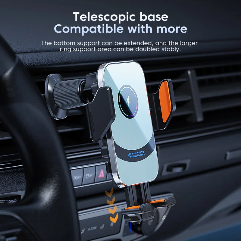 Wireless Car Phone Charger – Fast Charging Auto-Clamping Mount for Air Vent