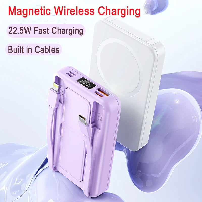 Magnetic Power Bank 20,000mAh – 15W Wireless Charger & 22.5W Fast Charging | Magnetic Portable Battery for iPhone, Samsung, Huawei, Xiaomi