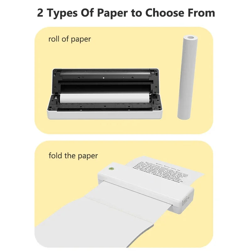 Portable A4 Thermal Printer – Wireless Bluetooth Printing for Documents, Photos & More