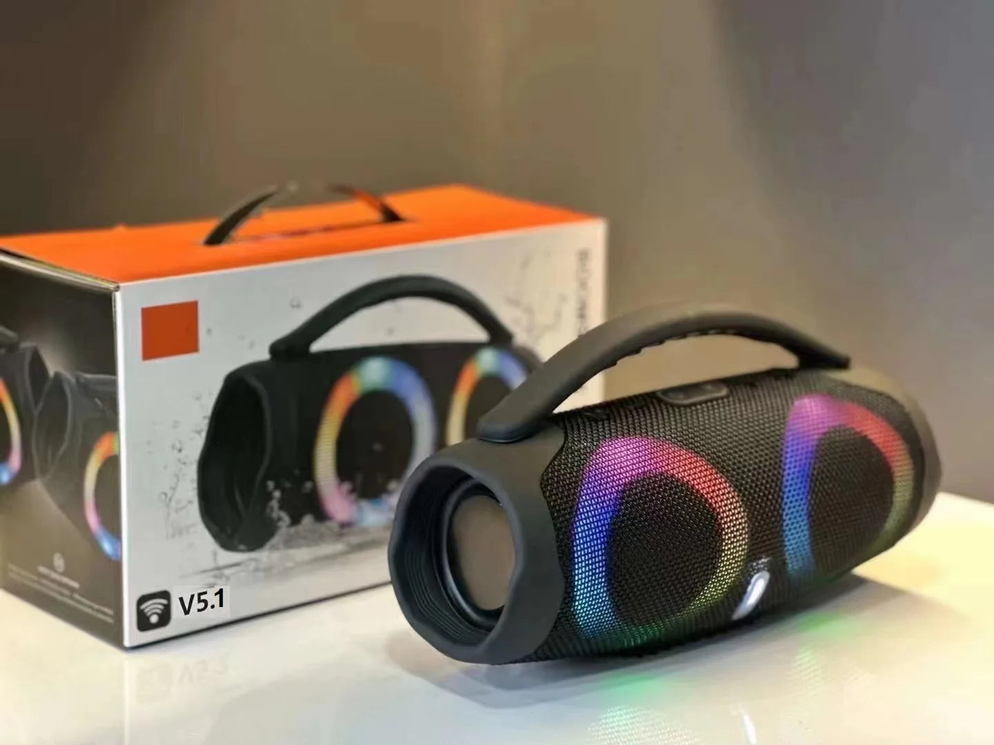 Portable Bluetooth Speaker – RGB Lights, 360° Stereo Sound, Waterproof & TWS Wireless Boombox