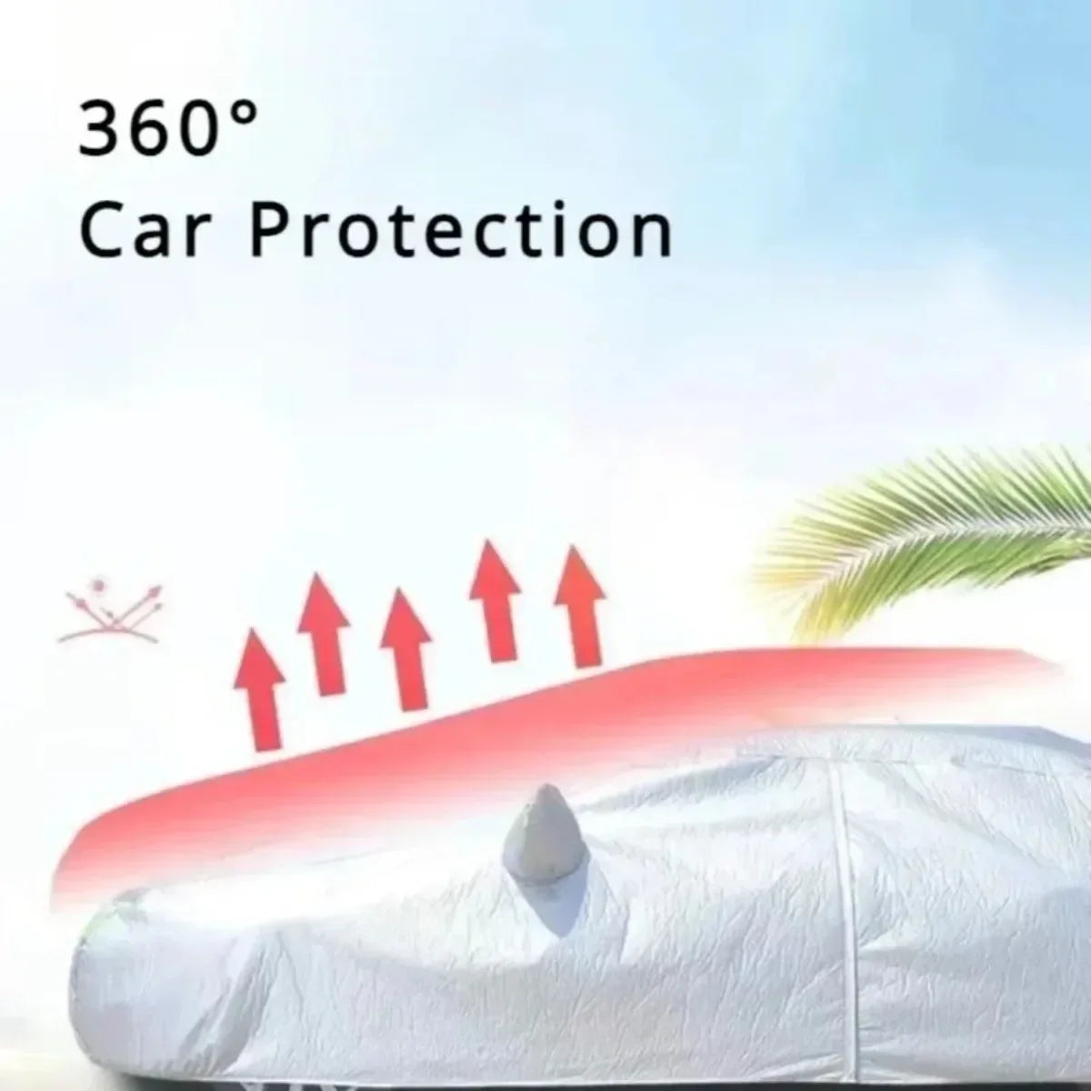 Desert-Proof Car Cover – Waterproof, UV & Scratch Resistant | Full Outdoor Protection for Hatchbacks & Sedans (Silver, Dacron Material)