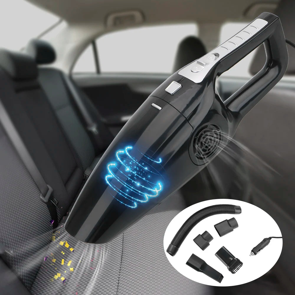 LEEPEE 12V Portable Car Vacuum Cleaner – 120W High-Power Wet & Dry Suction with 5M Cord & Multi-Brush Accessories