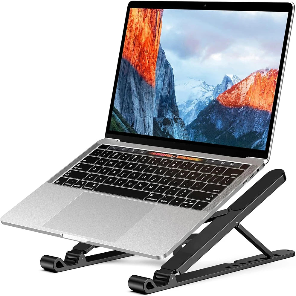 Ergonomic Adjustable Laptop Stand – Foldable Riser for 10''–15.6'' Notebooks | 8 Angle Height Settings, Ventilated & Portable Design