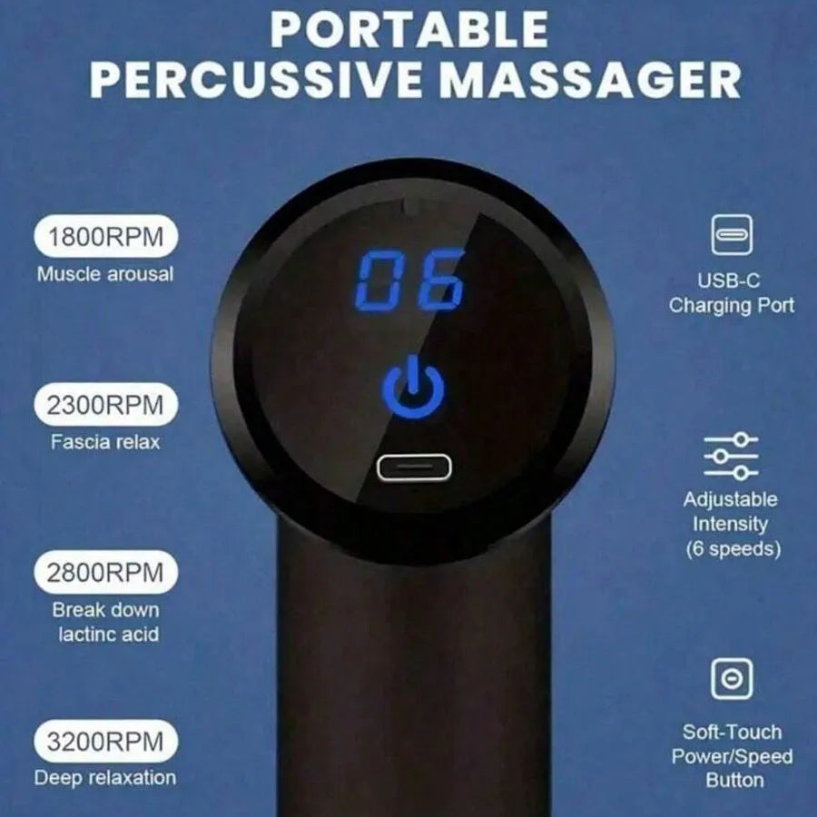 Deep Tissue Massage Gun – Handheld Percussion Massager for Muscle Recovery & Pain Relief (PORTABLE, CE CERTIFIED)