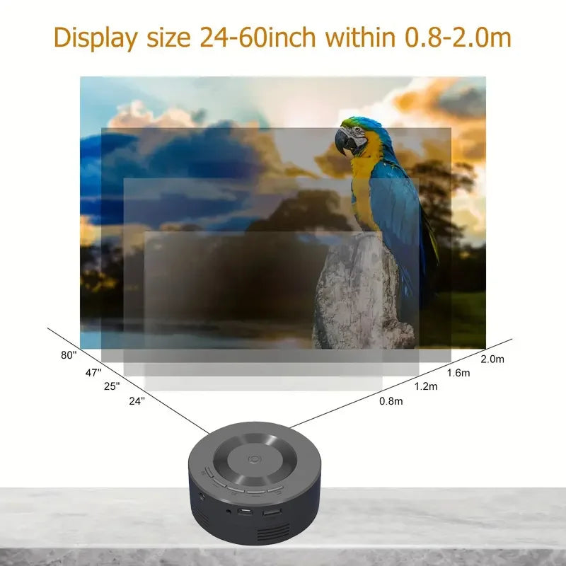 E60 Mini Projector – Full HD 1080P Portable LED Projector with High Brightness, 1000:1 Contrast & RGBA Optical Path for Home & Outdoor Cinema
