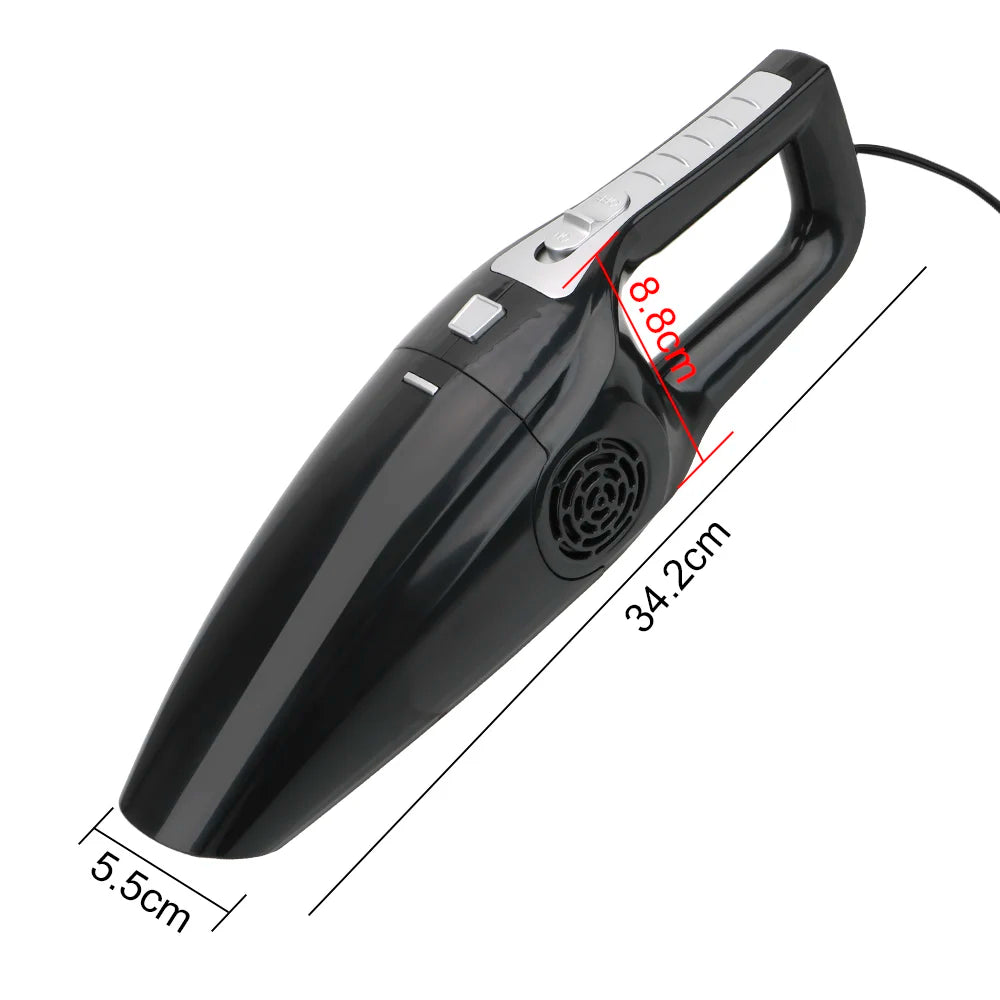 LEEPEE 12V Portable Car Vacuum Cleaner – 120W High-Power Wet & Dry Suction with 5M Cord & Multi-Brush Accessories