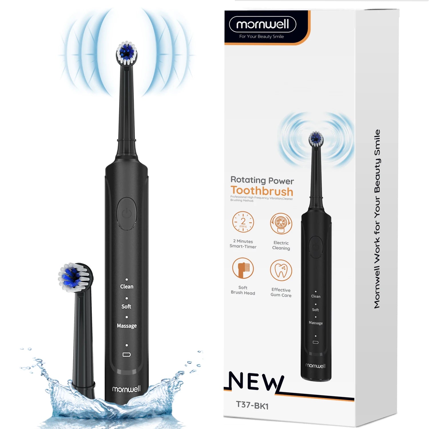 Rechargeable Electric Toothbrush – 4 Brush Heads