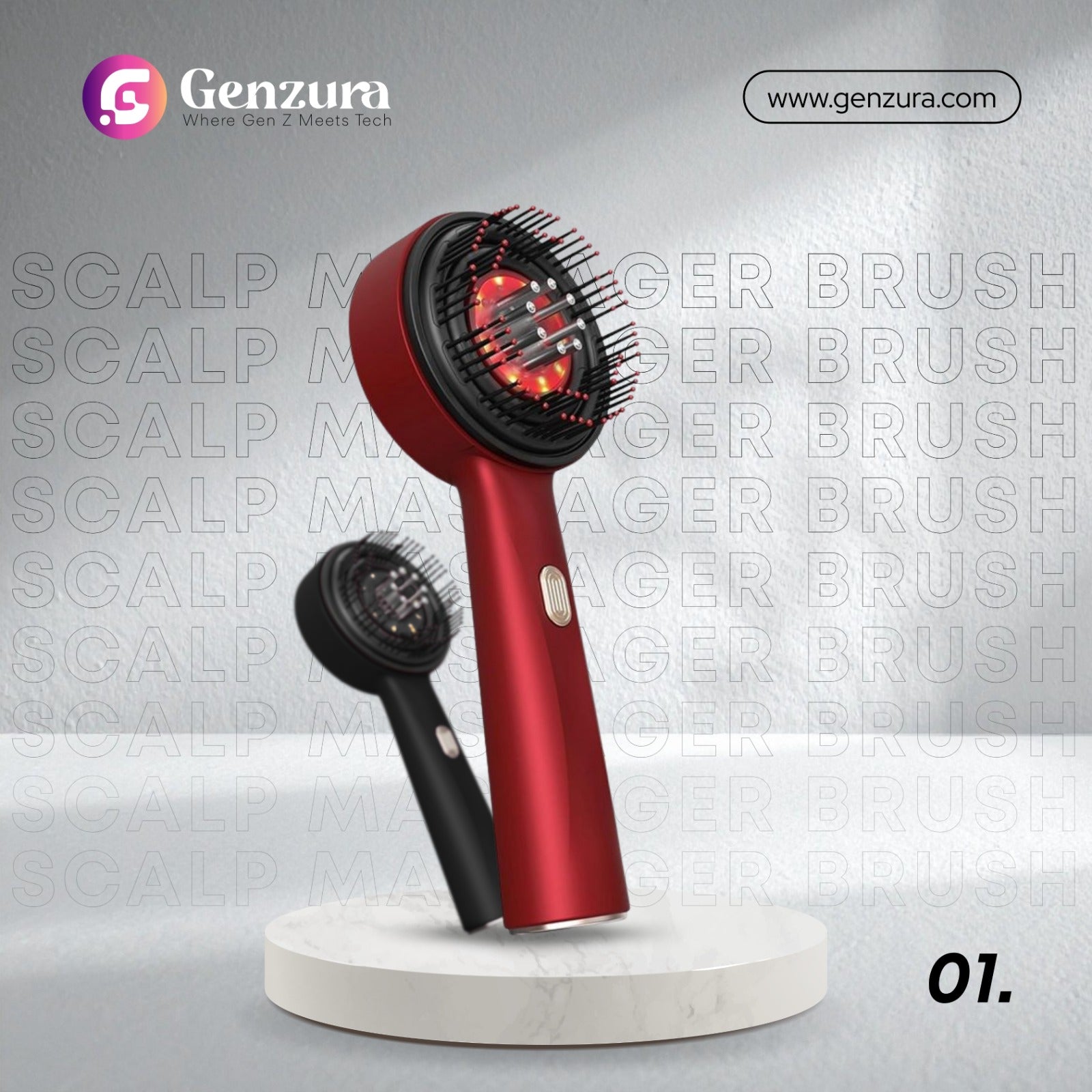 Scalp Massager Brush (Red) – فرشاة تدليك فروة الرأس (حمراء)